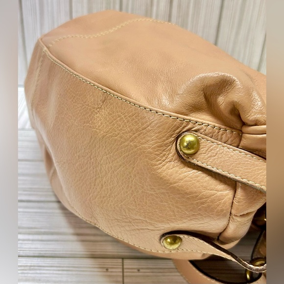 Toscani Italian Leather Handbag Purse Double Handle Pink Tan 14.5" x 17" - Picture 8 of 11